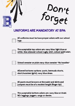 UNIFORM POLICY REMINDER